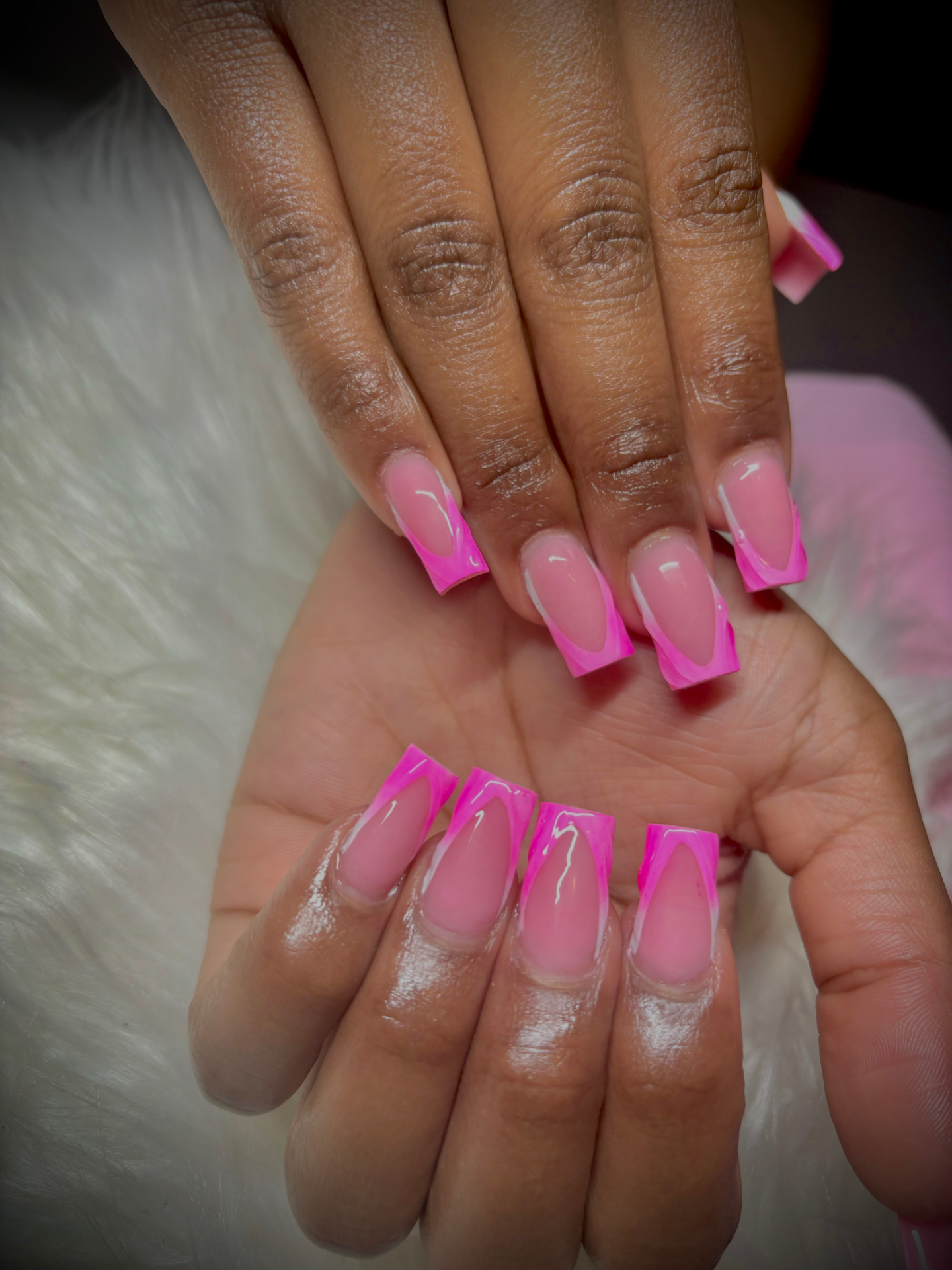 Pink French tip nails